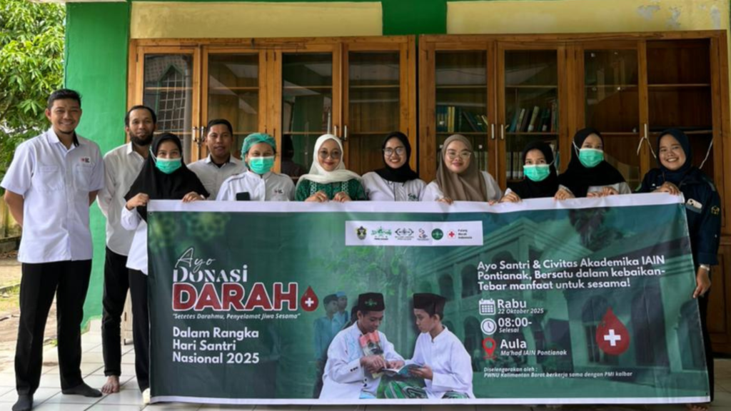 Pengurus wilayah nahdatul ulama Kalimantan Barat Gelar Aksi Donor Darah Massal di IAIN Pontianak, Semarakkan Hari Santri 2025